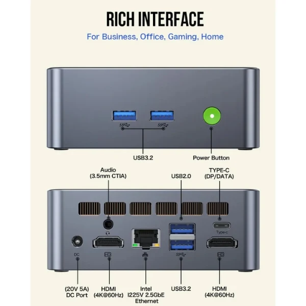 Mini PC GMKtec NucBox M3 Intel Core i5 12450H 12ª generación 16 GB RAM 1 TB SSD NUCBOX M3 WiFi 6 USB-C HDMI LAN 2.5GbE - Image 3