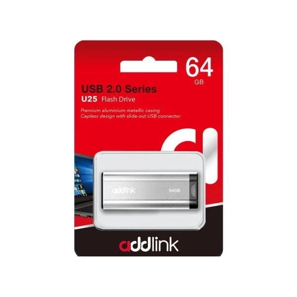 Pendrive Addlink U25 64GB Usb 2.0 Plateado AD64GBU25S2 - Image 3