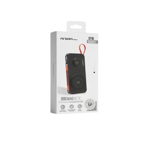 Power Bank Argom ST10 Magnético 4 in 1 - 10000mAh - Con Cable - Negro - ARG-PB-1164BK - Image 6