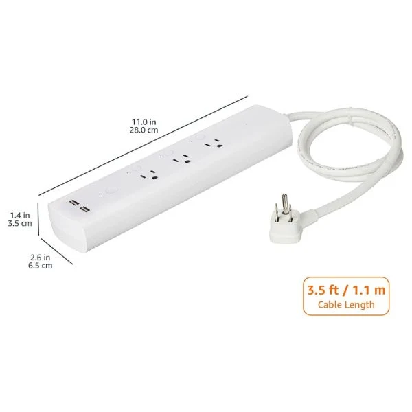 Regleta con protector de voltaje, funciona con Alexa , 3 tomas y 2 puertos usb - Image 2