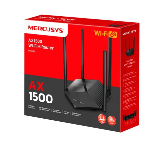 Router Mercusys MR60X WiFI 6 Gigabyte AX1500 4 antenas ,1201 Mbps en la banda de 5 GHz y 300 Mbps en la banda de 2,4 GHz - Image 4