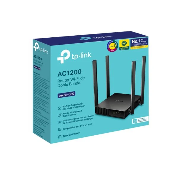 Router tp link Archer C50 4 antenas Wi-Fi de CA Doble Banda AC1200 Multimodo 3 en 1 - Image 4