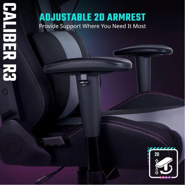 Silla Cooler Master Gaming Caliber R3/ Ergonomica / SOP Lumbar- Cuello / Reclinable 180 grados / Brazo ajuste/ Negro - Image 3