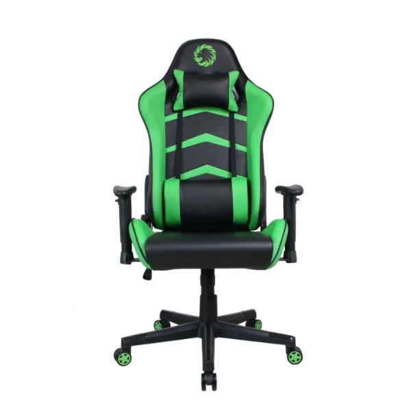 Silla Gaming GameMax GCR09 - Cuero Sintético PU - Elevador Gas - Reclinación 166° - Balanceo 12° - Verde