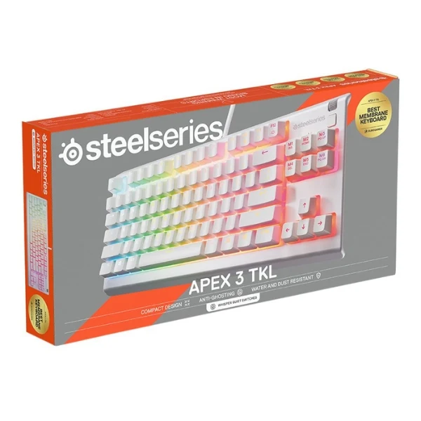 Teclado gaming cableado SteelSeries Apex 3 TKL de membrana Rainbow RGB - 64819 - Blanco - Image 3