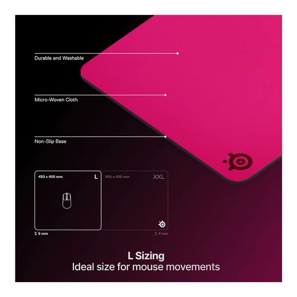 Mouse pad gaming SteelSeries QcK Heavy Large de tela con base de goma extra gruesa - 67502 - Magenta - Image 2