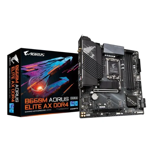 Tarjeta madre GIGABYTE B660M AORUS Elite AX LGA1700 2xDDR4 4800/ 6xSATA/ M.2/ PCIe 4.0/ 6xUSB 3.2/ HDMI/ 12-13 GEN / mA