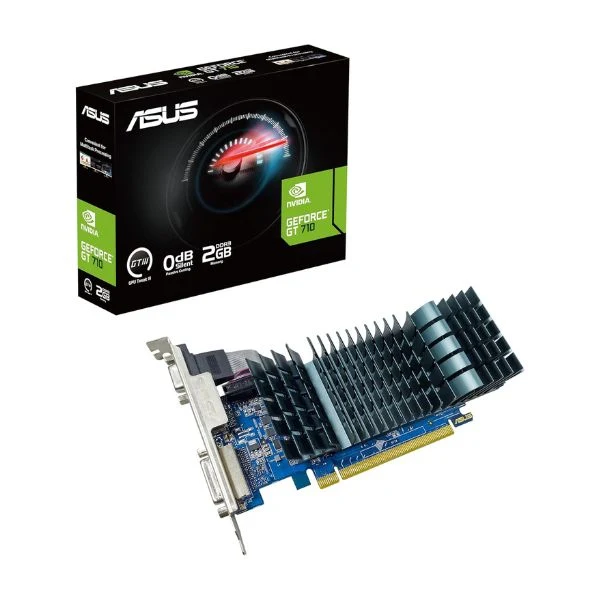 Tarjeta de Video ASUS GeForce GT 710 2GB GDDR5 - Enfriamiento Pasivo - VGA - DVI-D - HDMI - Triple Pantalla - GT710-SL-2GD5-BRK-EVO