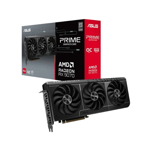 Tarjeta Gráfica ASUS AMD Radeon RX 9070 Prime Overclocked Triple Fan 16GB GDDR6 PCIe 5.0