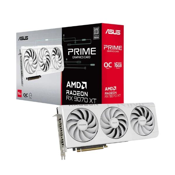 Tarjeta gráfica ASUS AMD Radeon RX 9070 XT Prime White OC Triple Fan 16GB GDDR6