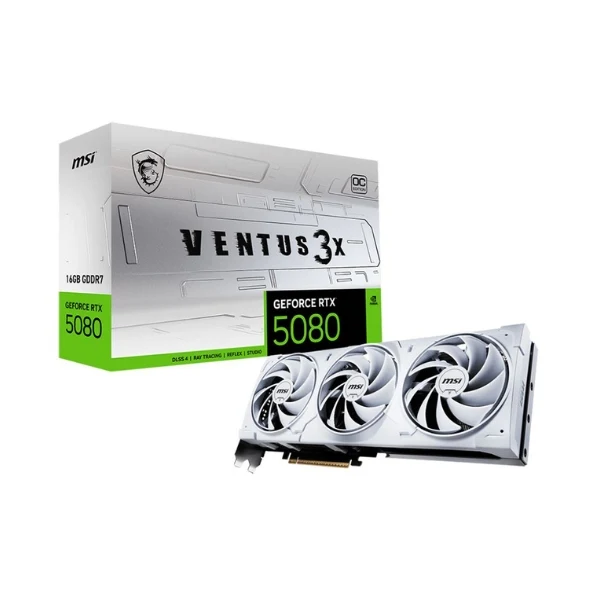 Tarjeta gráfica MSI NVIDIA GeForce RTX 5080 VENTUS 3X White OC Triple Fan 16GB GDDR7