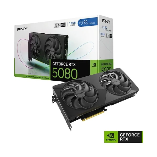 Tarjeta gráfica PNY NVIDIA GeForce RTX 5080 Slim OC Dual Fan 16GB GDDR7