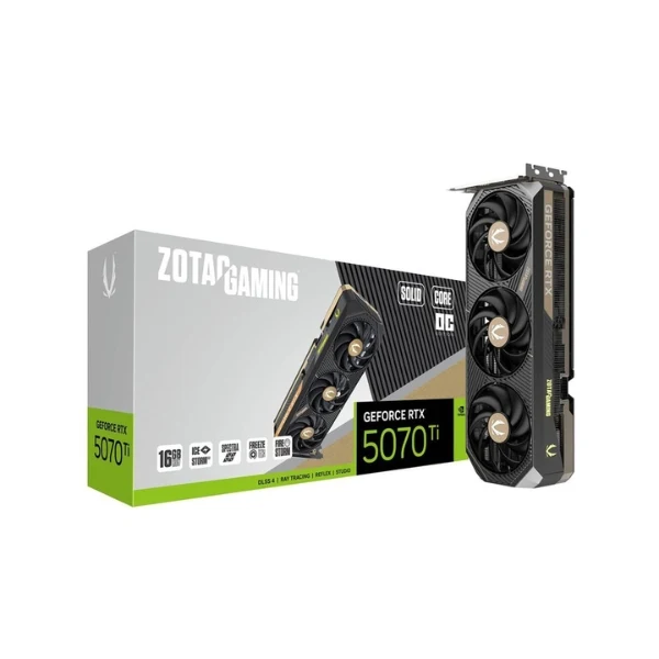 Tarjeta Gráfica Zotac NVIDIA GeForce RTX 5070 Ti SOLID CORE Overclocked Dual Fan 16GB GDDR7 PCIe 5.0