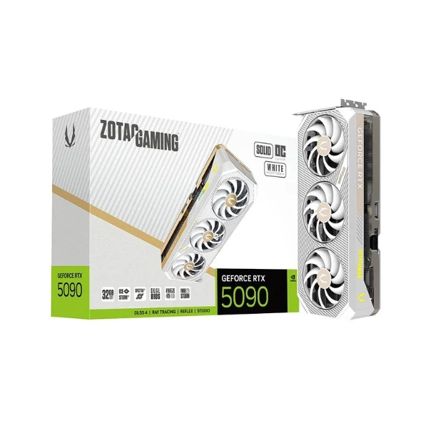 Tarjeta gráfica ZOTAC NVIDIA GeForce RTX 5090 GAMING SOLID White OC Triple Fan 32GB GDDR7