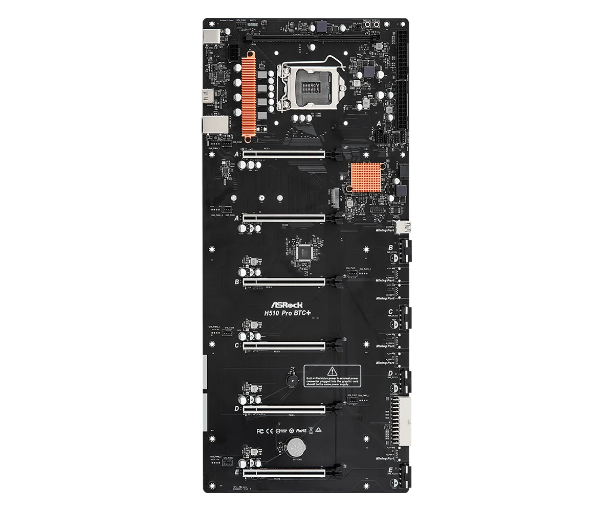 Tarjeta Madre ASRock H510 PRO BTC - LGA1200 - DDR4 32GB - 6 PCIe 3.0 x16 - HDMI 4K - Minería - Image 3
