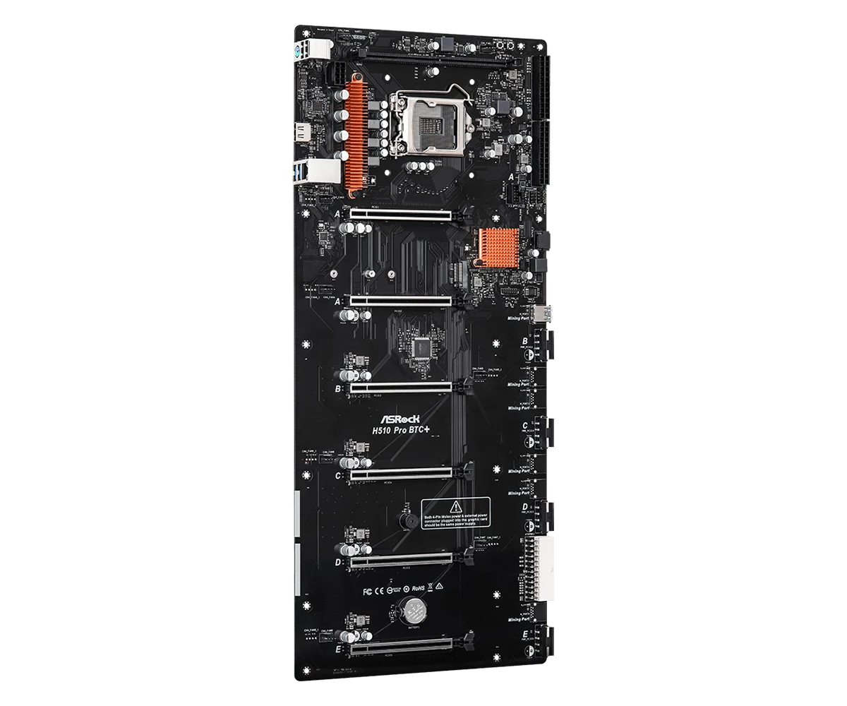Tarjeta Madre ASRock H510 PRO BTC - LGA1200 - DDR4 32GB - 6 PCIe 3.0 x16 - HDMI 4K - Minería - Image 4