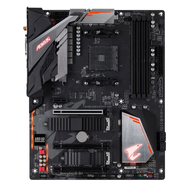 Tarjeta Madre Gigabyte B450 AORUS PRO Wi-Fi (AMD Ryzen AM4/ATX/M.2 Thermal Guard Con Wi-Fi/HDMI/DVI/USB 3.1 Gen 2/DDR4/ - Image 2