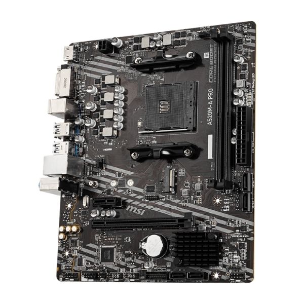 Tarjeta madre MSI A520M-A PRO (AMD AM4, DDR4, PCIe 3.0, SATA 6GB/s, M.2, USB 3.2 Gen 1, DVI/HDMI, Micro-ATX) - Image 3