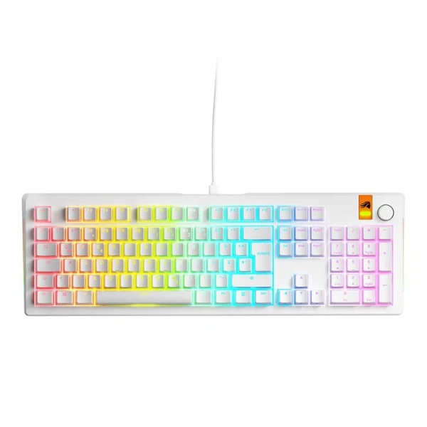Teclado Gaming Cableado Glorious GMMK 3 HE 100% Prebuilt RGB Mecánico con Switches Hall Effect Fox Linear - MK3100PBHEWWHT - Blanco