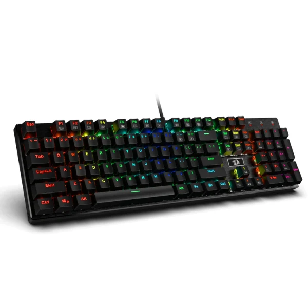 Teclado mecánico Redrag K556 Gaming RGB LED Backlit con cable y luz posterior RGB LED, base de aluminio, 104 teclas