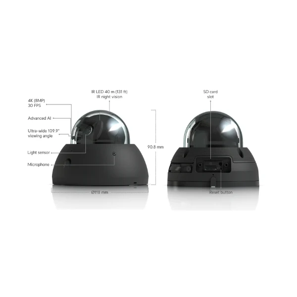 Ubiquiti AI Dome Camera - 4K Resolution - Smart Detection - Face & License Plate Recognition - PoE - Image 6