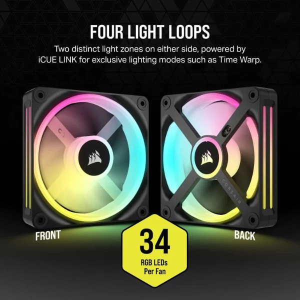 Fan Cooler CORSAIR iCUE LINK QX120 RGB 12CM Negro - Image 6